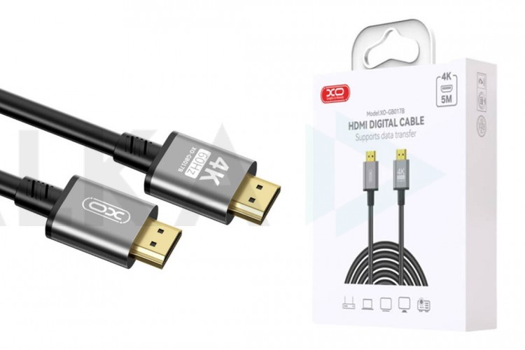 Кабель HDMI to HDMI XO GB017B Metal Adapter Cable 5M Tranish