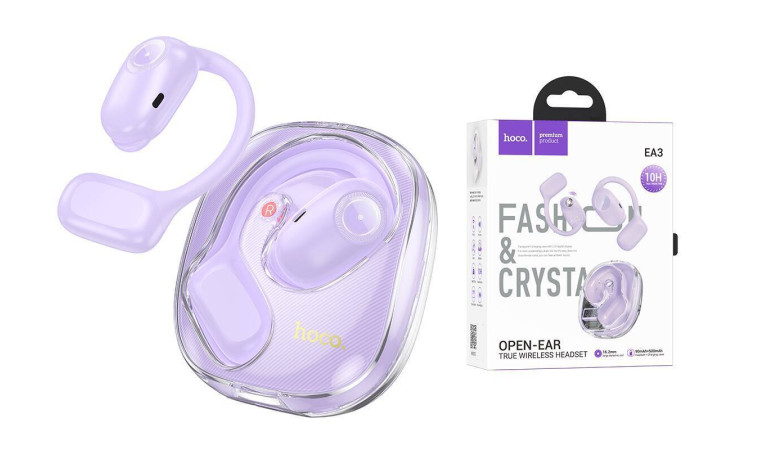 Наушники вакуумные беспроводные HOCO EA3 Talent open true wireless BT headset (фиолетовый)