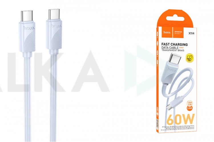 Кабель USB Type-C - USB Type-C HOCO X114 (голубой) 1м