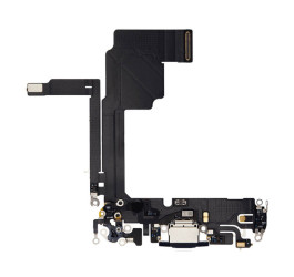 Шлейф с разъемом зарядки iPhone 15 Pro Оригинал IC (Черный)