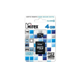 Карта памяти Mirex 4GB MicroSD (Сlass4) без адаптера