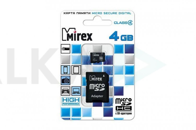 Карта памяти Mirex 4GB MicroSD (Сlass4) без адаптера