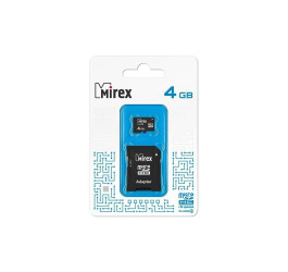Карта памяти Mirex 4GB MicroSD (Сlass4) с адаптером