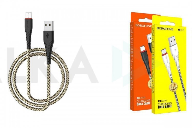 Кабель USB - USB Type-C BOROFONE BX25, 3A (черный) 1м (в оплетке)