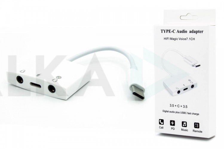 Разветвитель USB-C --> 2 x Jack3.5 + USB-C (1/420)