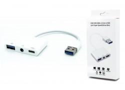 Разветвитель USB HUB USB3.0 --> USB3.0 + Jack3.5 + USB-C (1/321)