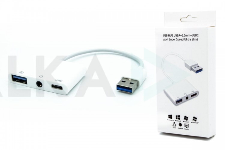 Разветвитель USB HUB USB3.0 --> USB3.0 + Jack3.5 + USB-C (1/321)