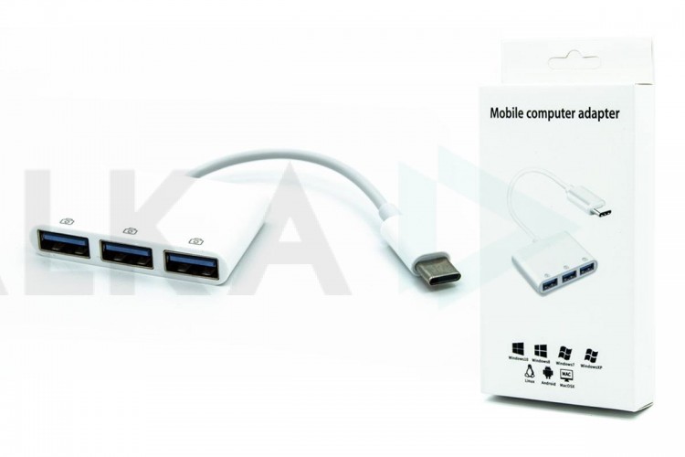 Разветвитель USB-C HUB NN-HB012 на 3 порта (белый)