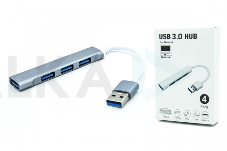 Разветвитель USB HUB 3.0 NN-HB010 на 4 порта кабель 15см (серый)