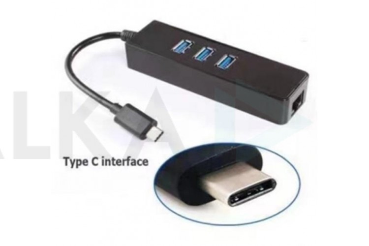 Разветвитель USB HUB Type-C (M) --> 3 x USB3.0 (F) + RJ45 (F) (1/27)