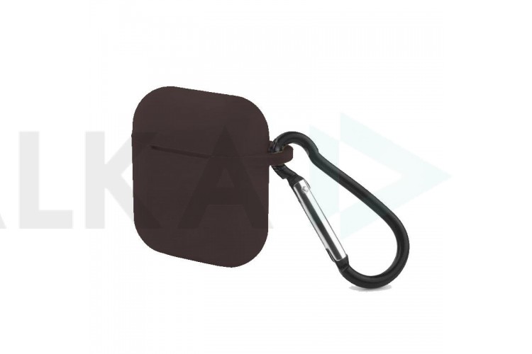 Чехол для наушников Soft-Touch AirPods с карабином и нижней заглушкой (уголь)