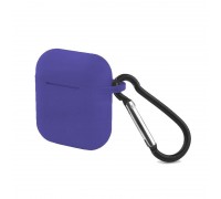 Чехол для наушников Soft-Touch AirPods с карабином и нижней заглушкой (синий кобальт)