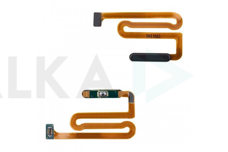 Шлейф для Samsung A125F/ A127F/ M127F Galaxy A12/ A12 Nacho/ M12 с кнопкой включения + сканер отпечатка пальца (черный)