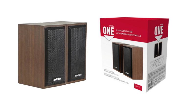 Акустическая система 2.0 SmartBuy ONE, дерево, 6 Вт, питание от USB, коричневая (SBA-102)/20