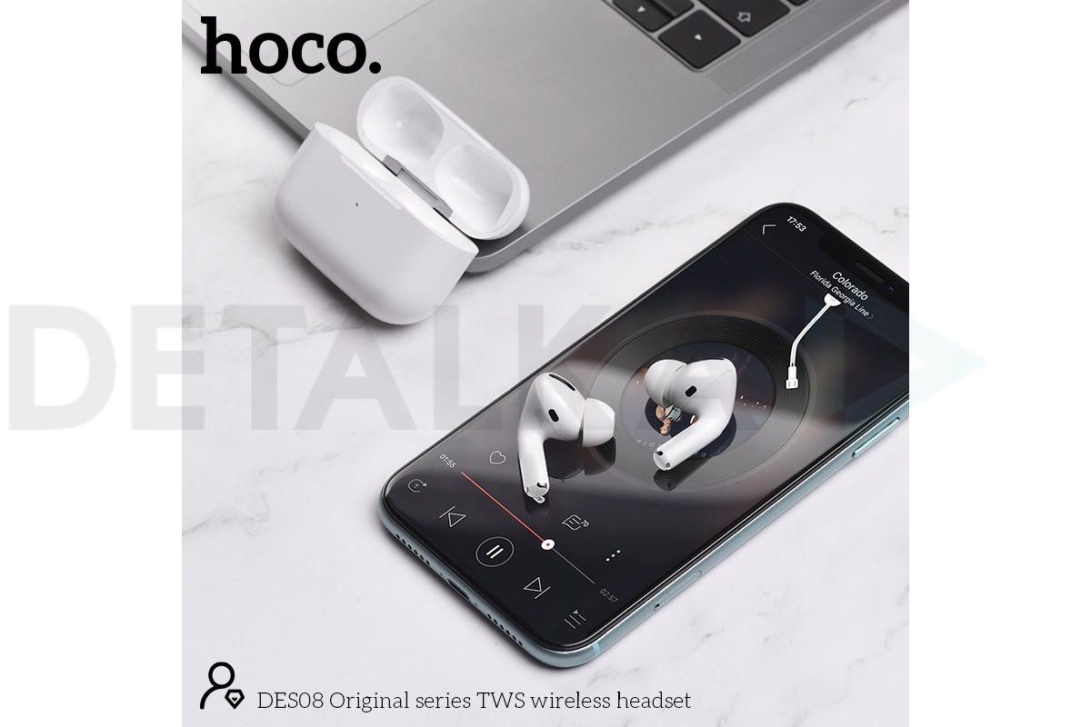 Наушники вакуумные беспроводные HOCO DES08 TWS wireless headset Bluetooth  (белый) в Детальке купить,