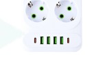 Сетевой фильтр Amper 4,0м, 6 розеток, 10А, 2500 Вт, 4usb,2Type-C, белый. JH-1076U-4W