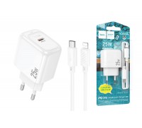 Сетевое зарядное устройство USB-C + кабель Lightning - Type-C HOCO CS53A Surplus single port PD25W (белый)