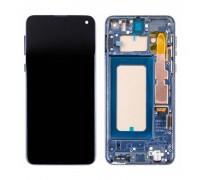 Дисплей для Samsung G970F Galaxy S10E Silver в сборе с тачскрином + рамка, 100%