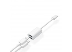 Адаптер-переходник lightning выход на 2 lightning вход iPhone 7/8/X Double ip socket adapter ( подключение гарнитуры и зарядки одновременно)