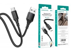 Кабель USB - MicroUSB BOROFONE BX54 2,4A (черный) 1м (в оплетке)