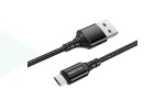 Кабель USB - MicroUSB BOROFONE BX54 2,4A (черный) 1м (в оплетке)