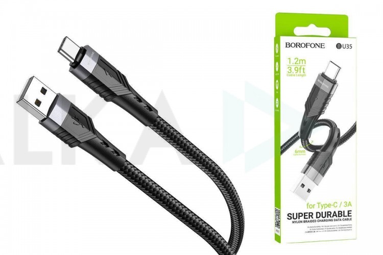 Кабель USB - USB Type-C BOROFONE BU35, 2,4A (черный) 1,2м (в оплетке)