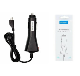 Автомобильное зарядное устройство АЗУ кабель MicroUSB Glossar 1000mAh универсальное (черный)