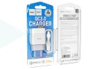 Сетевое зарядное устройство USB + кабель MicroUSB HOCO C72Q Glorius QC3.0 3000mAh (белый)