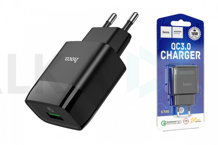Сетевое зарядное устройство USB USB HOCO C72Q Glorious single port QC3.0 (черный)