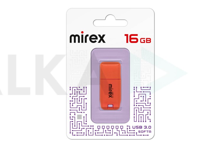 Флешка USB 3.0 Mirex SOFTA ORANGE 16GB (ecopack)