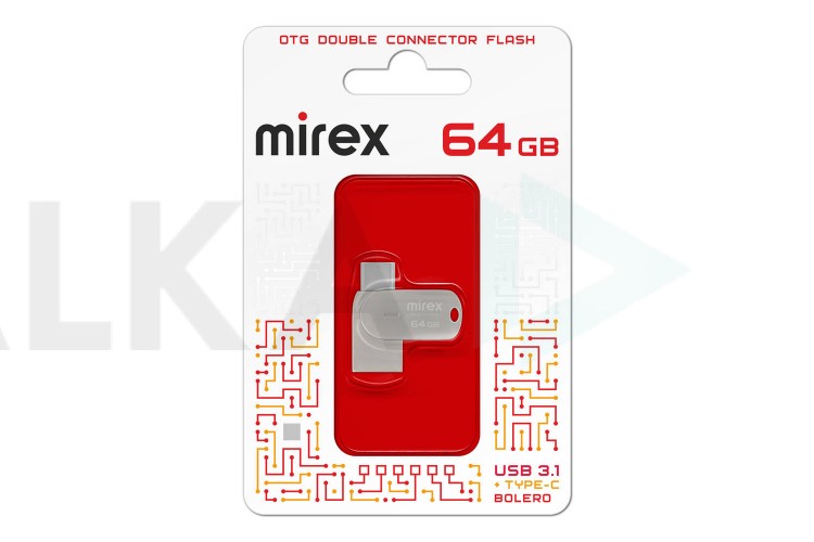 Флешка USB 3.1+Type-C DCF Mirex BOLERO 64GB (ecopack)