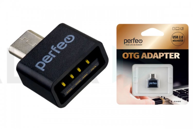 Переходник OTG MicroUSB - USB Perfeo (PF-VI-O010 Black) чёрный