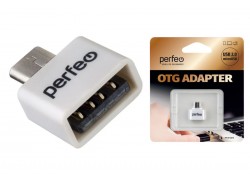 Переходник OTG MicroUSB - USB Perfeo (PF-VI-O010 White) (белый)