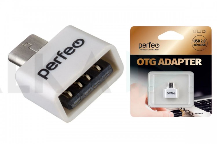 Переходник OTG MicroUSB - USB Perfeo (PF-VI-O010 White) (белый)