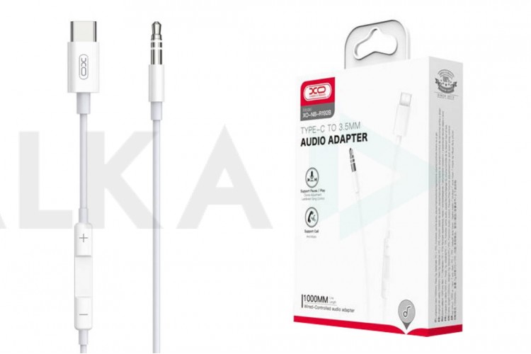 Кабель аудио AUX XO NB-R192B Type-c to 3.5mm White