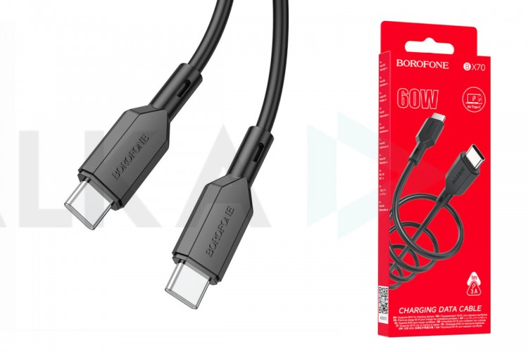 Кабель USB Type-C - USB Type-C BOROFONE BX70, PD60W (черный) 1м