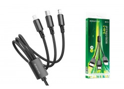 Кабель USB 3 в 1 BOROFONE BX72 Type-C/Lightning/Micro 2.4A (черный) 1м