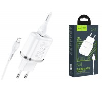 Сетевое зарядное устройство 2USB + кабель Lightning HOCO N4 Aspring 2400mAh (белый)