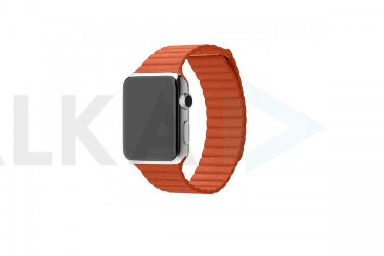 Ремешок кожаный с магнитной застежкой для Apple Watch 42/44 mm оранжевый