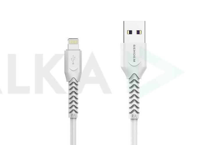 Кабель USB - Lightning SENDEM T8 6A (белый) 1м