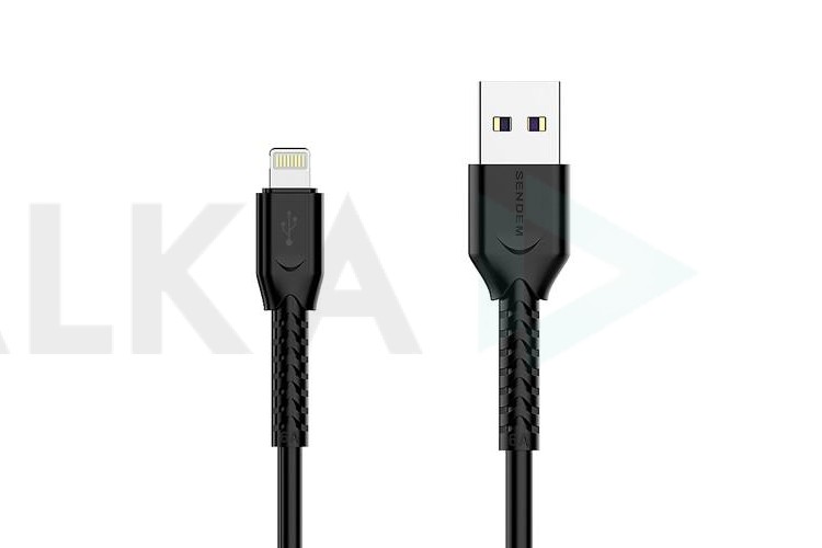 Кабель USB - Lightning SENDEM T8 (черный) 6A 1м