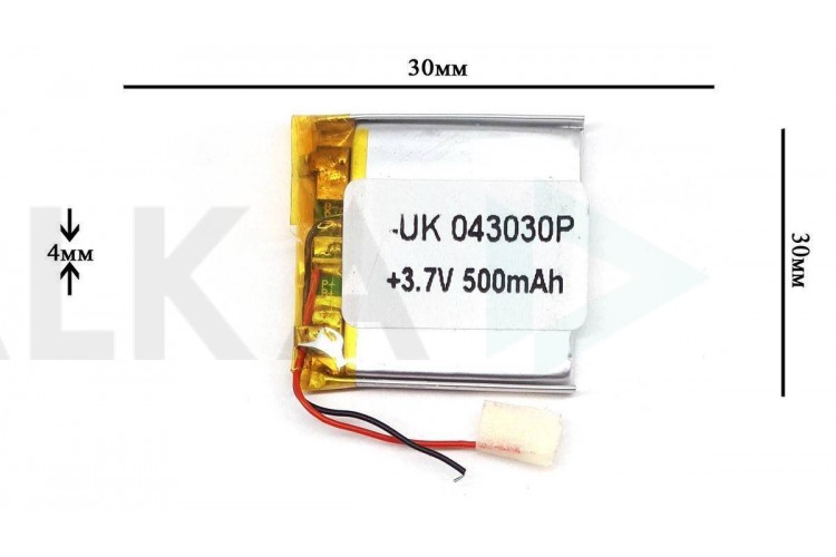 Универсальный аккумулятор 30x30x4 3.7V 500mAh (403030P)