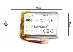 Универсальный аккумулятор 35x25x6 3.7V 500mAh (602535P)