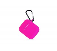 Чехол для наушников Soft-Touch AirPods с карабином и нижней заглушкой (розовый)