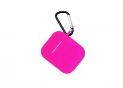 Чехол для наушников Soft-Touch AirPods с карабином и нижней заглушкой (розовый)