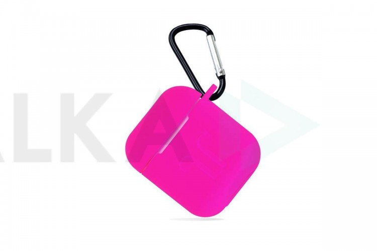 Чехол для наушников Soft-Touch AirPods с карабином и нижней заглушкой (розовый)