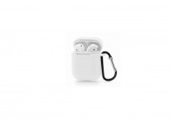 Чехол для наушников Soft-Touch AirPods с карабином и нижней заглушкой (белый)
