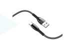 Кабель USB - USB Type-C HOCO U89, 3A (черный) 1,2м (в оплетке, LED индикатор)