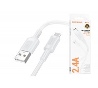 Кабель USB - MicroUSB BOROFONE BX111 2,4A (белый) 1м 