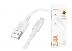 Кабель USB - MicroUSB BOROFONE BX111 2,4A (белый) 1м 